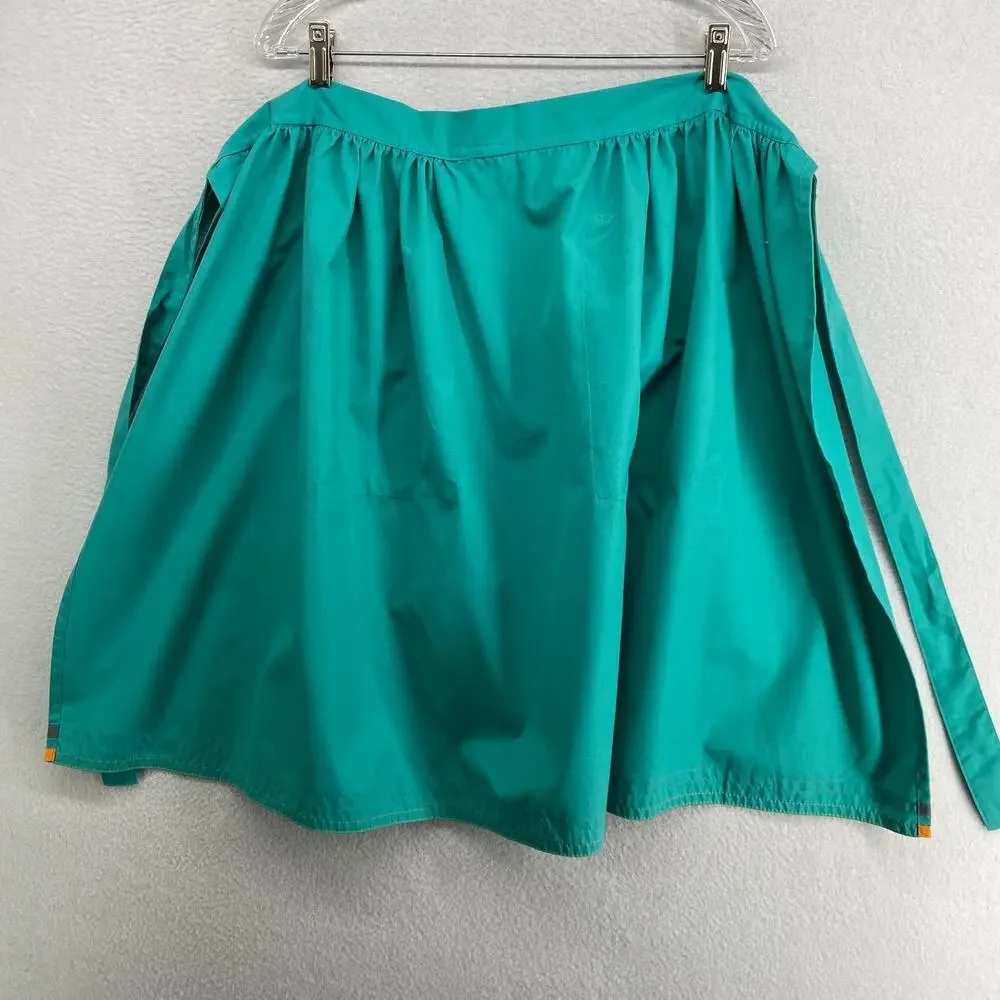 YVES SAINT LAURENT Waist Apron Womens OS Tie Waist Cotton Blend Green Japan VTG